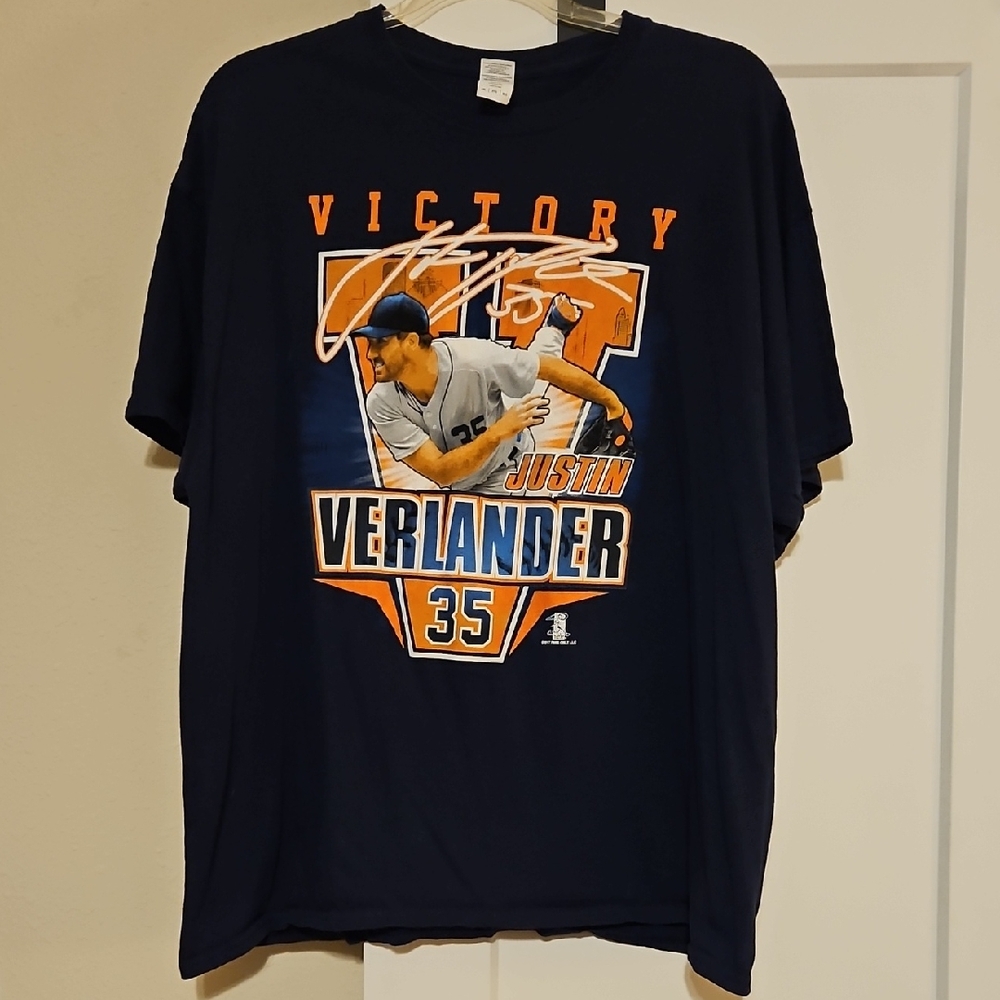 Victory Justin Verlander #35 Navy Blue T-shirt